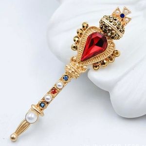 Sceptre Crown Jewels Brooch Pin Royal Sceptre Crown Brooch Pin